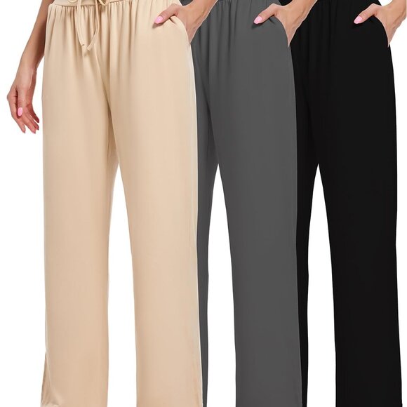 Butter Soft Women's Lounge Pants - Flowy Wide Leg Yoga Joggers with Pockets - Picture 1 of 6